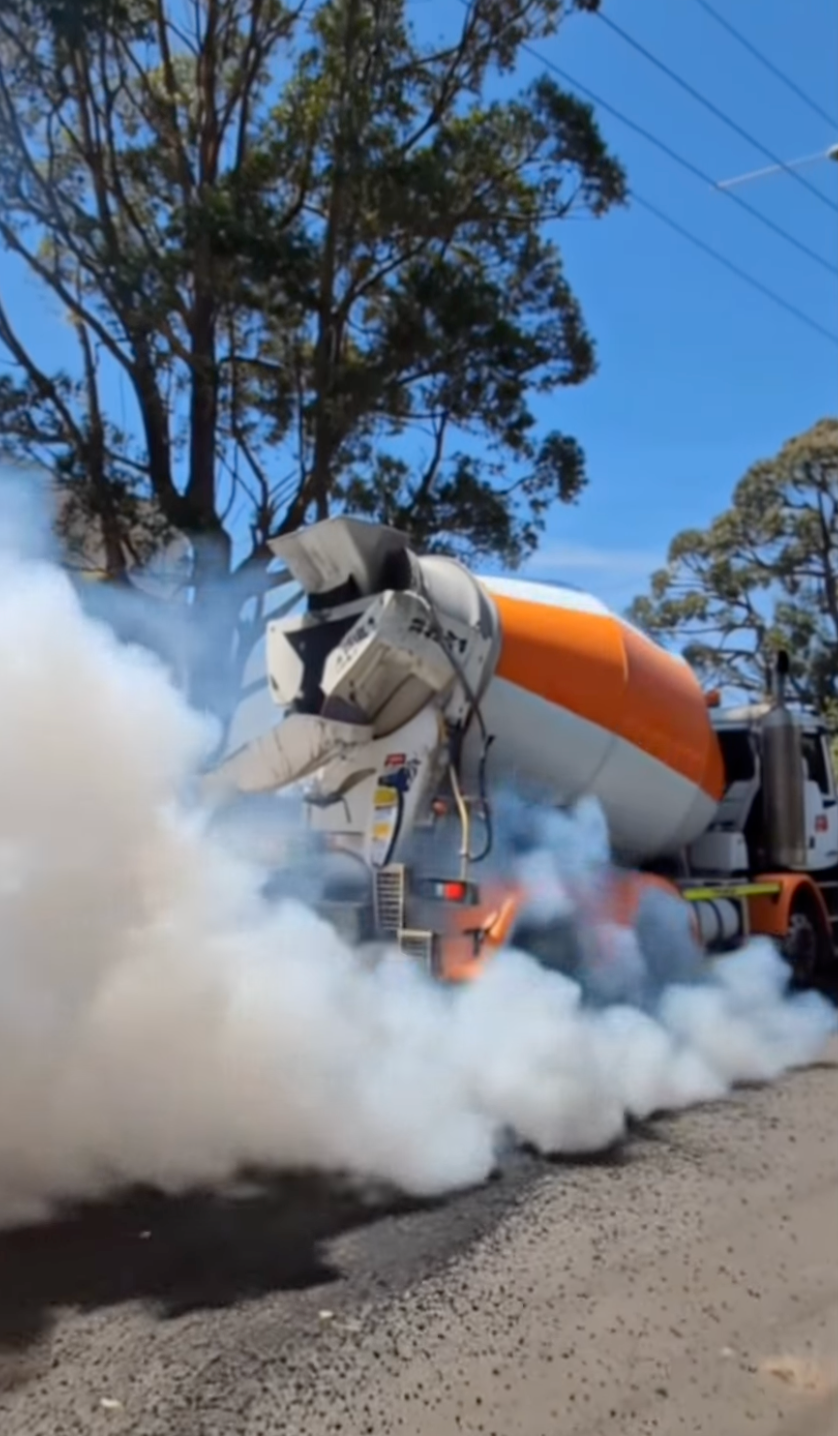 Concrete Truck Vanishes in Smoke After Delivering Hot Load and Passing the Problem Downstream