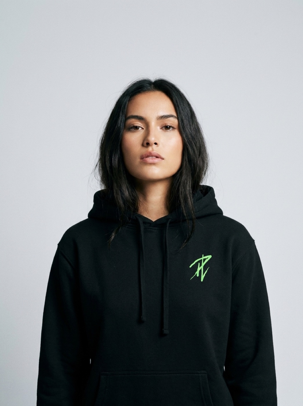 PumpLife hero model in the OG PUMPLIFE hoodie